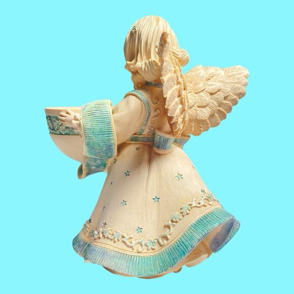Sarahs Angels Collection Anna Tea Light Candle Holder Cream Blue Christmas Angel - Picture 4 of 9